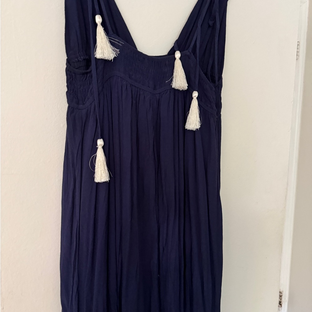 Honey Punch Navy Smocked Dress
